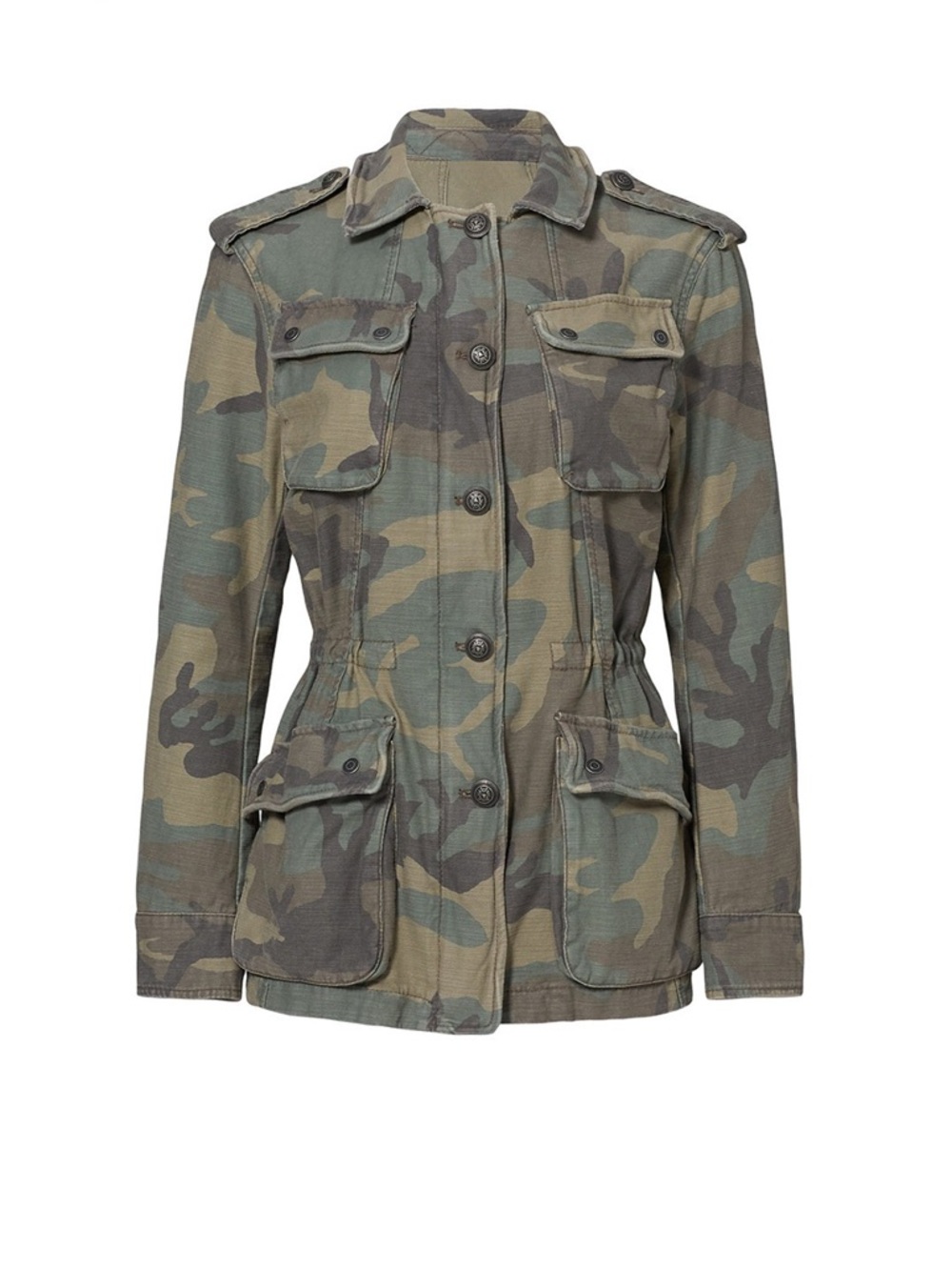 Free People Camouflage Utility Jacket - Green, Brown